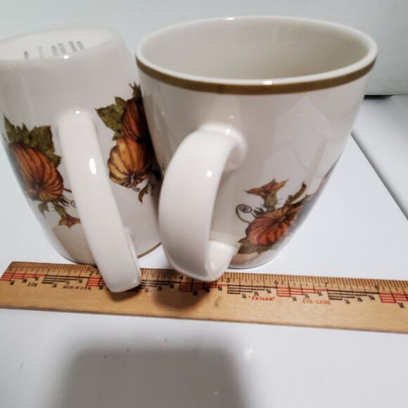 Pottery Barn Heritage Turkey Mugs Set of 2 Thanksgiving Coffee Stoneware Harvest - Picture 12 of 15